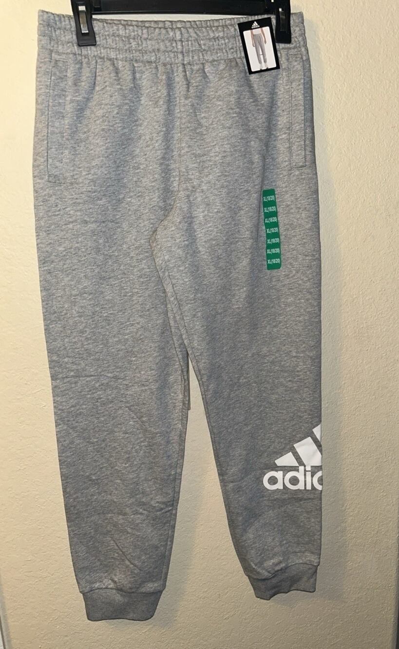 Adidas BOYS Sweatpants Logo Joggers ( Heather Grey XL 18/20)